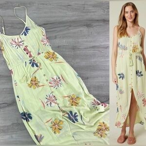 O’Neill Pamela dress chartreuse floral spaghetti strap maxi dress. Medium